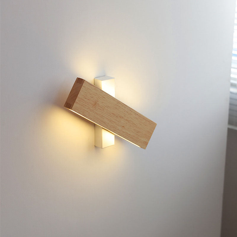 Applique da parete rettangolare LED in legno giapponese