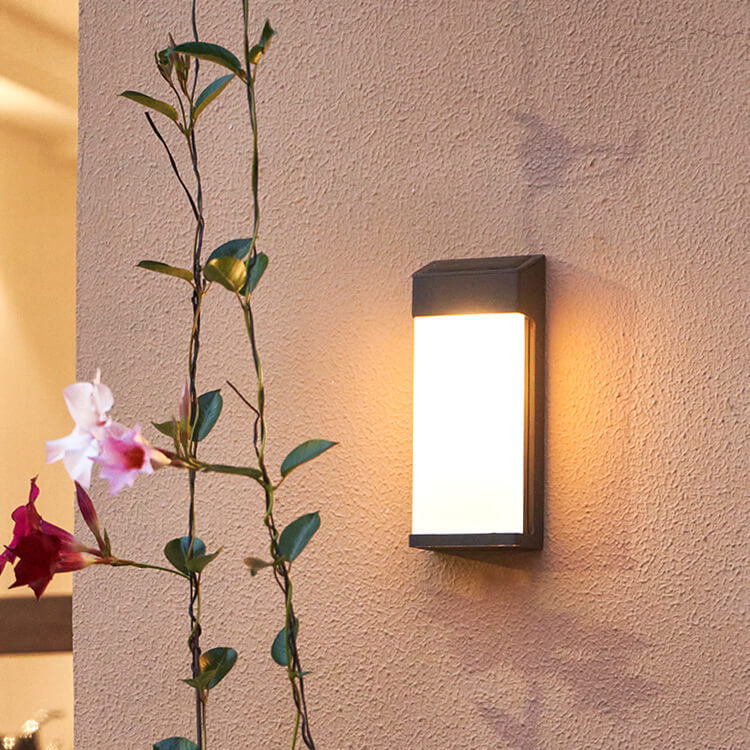 Aplique de pared solar LED moderno cuadrado con vidrio esmerilado