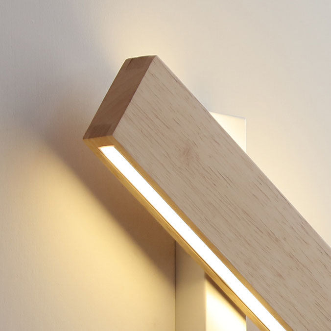 Applique da parete rettangolare LED in legno giapponese