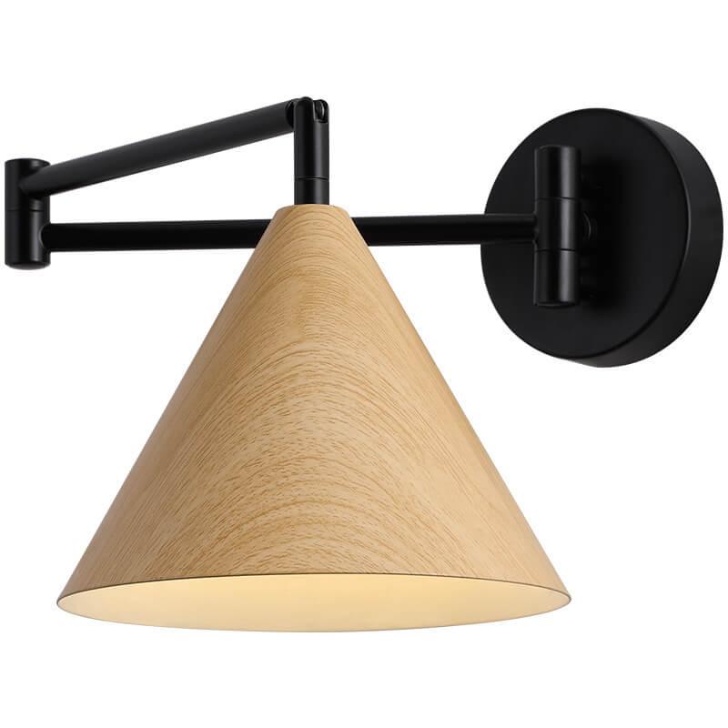 Nordische Holz Kegel 1-flammige Schwenkarm Wandleuchte