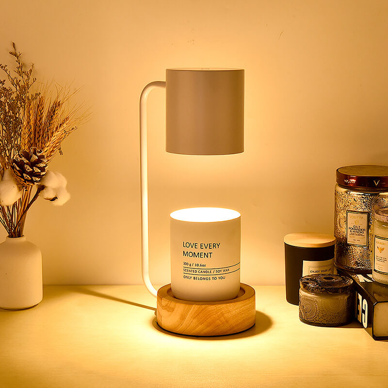 Japanische Holz 1-flammige dimmbare Wachsschmelz Tischlampe