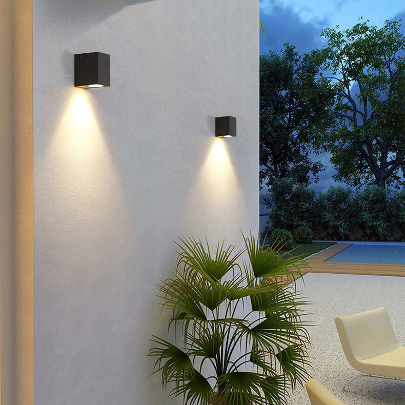 Aplique de pared exterior moderno cuadrado LED ajustable 1 luz