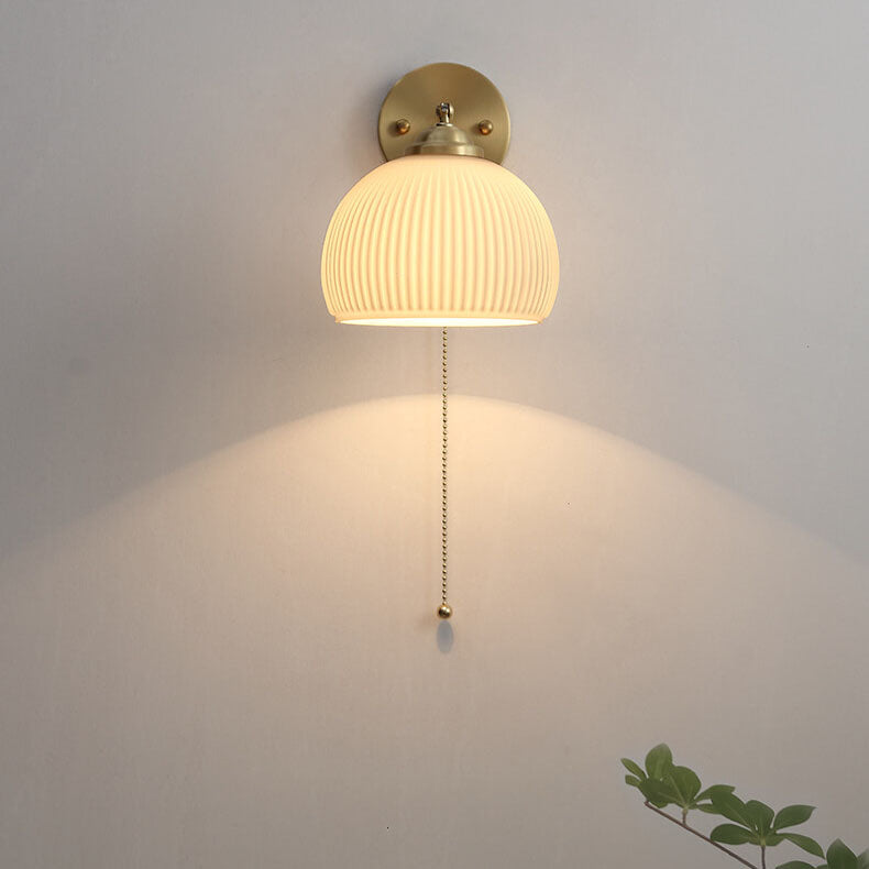 Nordic Brass Ribbed Glass 1-Light Wall Sconce