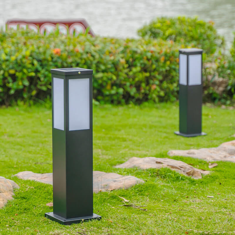 Lámpara Solar Moderna Cuadrada LED para Camino Exterior 1-Luz