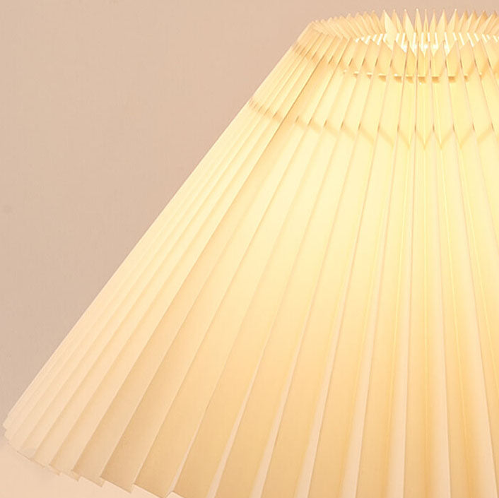 Japanische minimalistische Holz plissierter Stoff LED Tischlampe 1-flammig