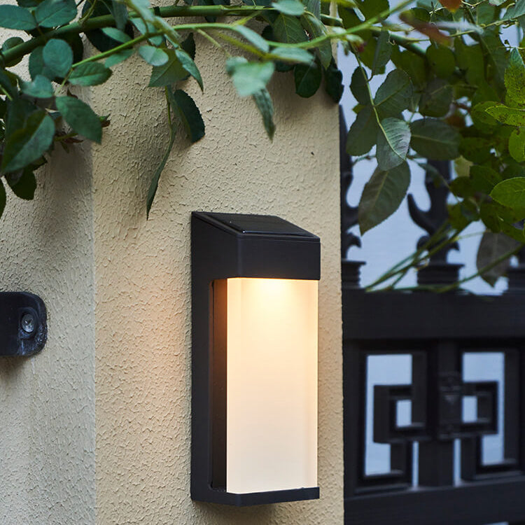 Aplique de pared solar LED moderno cuadrado con vidrio esmerilado