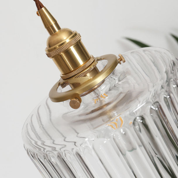 Lampada a sospensione rotonda in ottone e vetro giapponese 1 luce