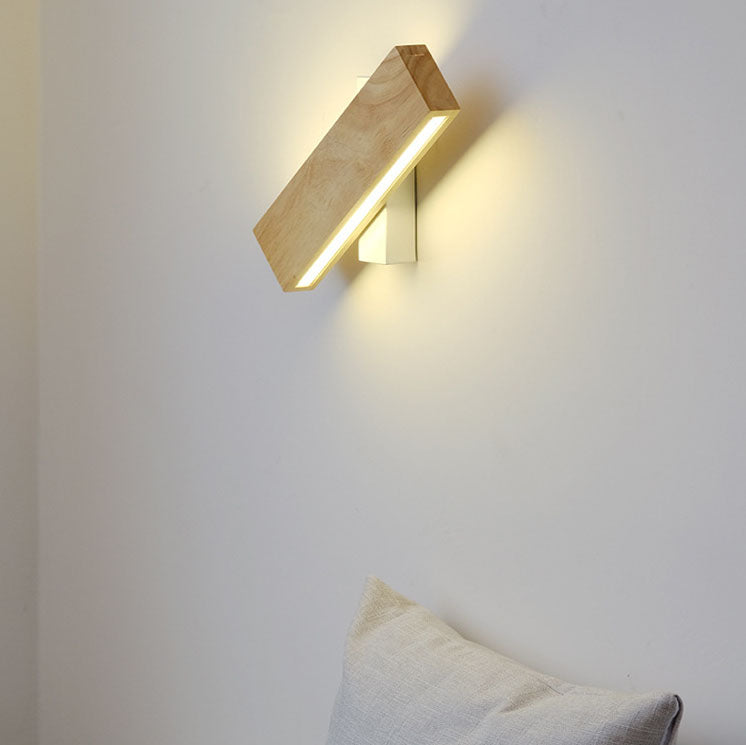 Applique da parete rettangolare LED in legno giapponese