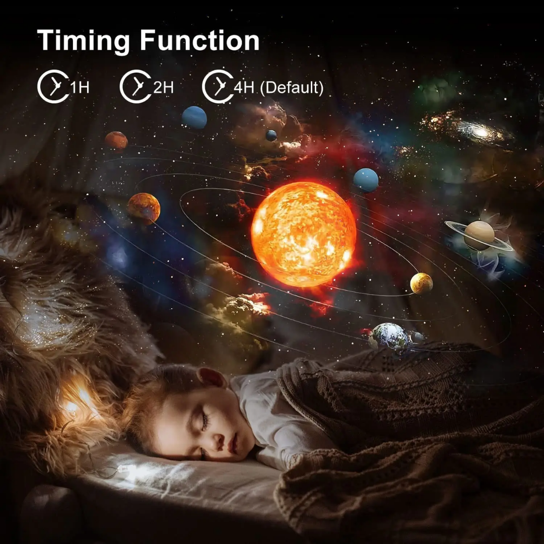 Proyector de galaxias Celestial Dreams con luz estelar giratoria 360° y películas HD