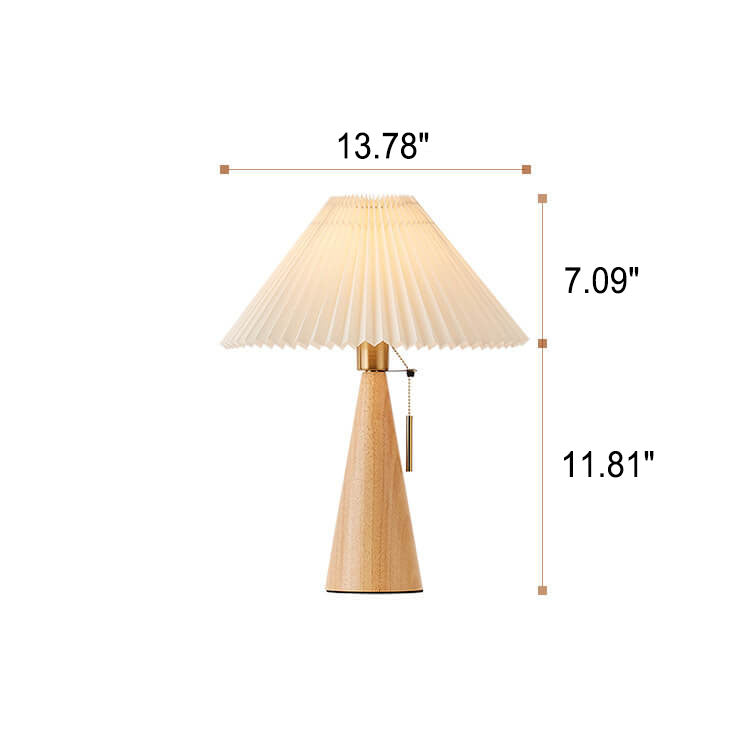 Japanische minimalistische Holz plissierter Stoff LED Tischlampe 1-flammig