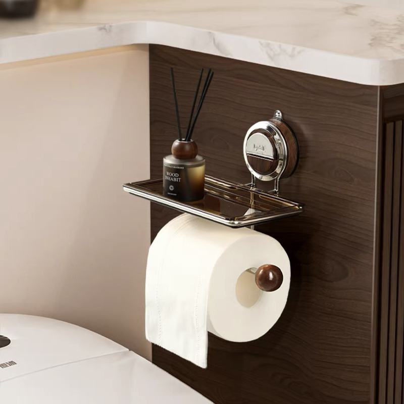 No-Drill Suction Stainless Steel Toilet Paper Holder – Rustproof & Easy to Install