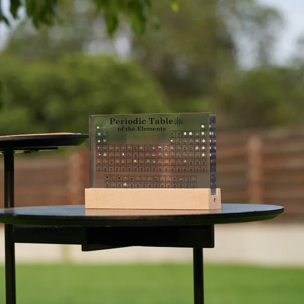 Illuminated Real Elements Periodic Table Decorative Science Display