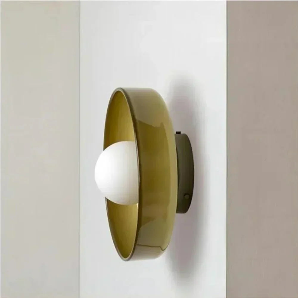 Nordic Glass Olive Disc Wall & Ceiling Light LED 1-light