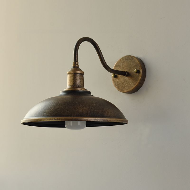 Luz de pared exterior vintage industrial de hierro en forma de cuenco LED de 1 luz
