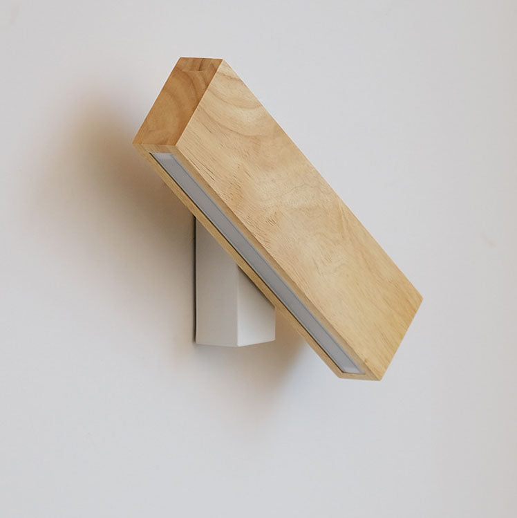Applique da parete rettangolare LED in legno giapponese