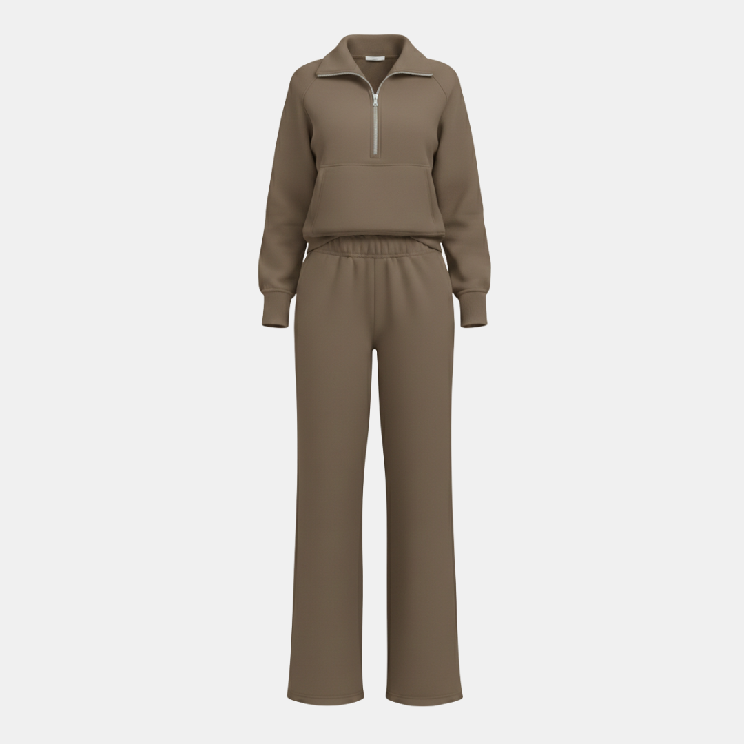 Conjunto casual de dos piezas con media cremallera