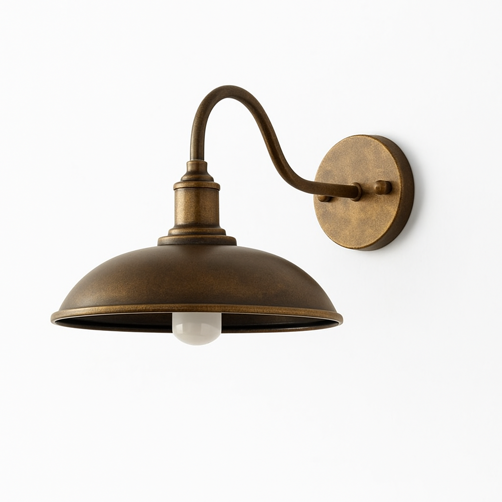 Luz de pared exterior vintage industrial de hierro en forma de cuenco LED de 1 luz