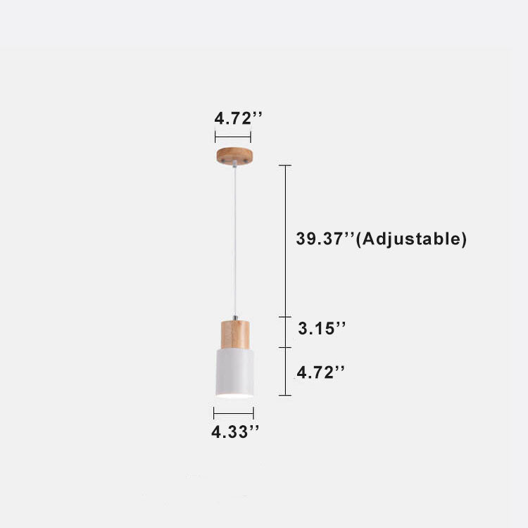 Nordische Holz Zylinder LED 1-flammige Pendelleuchte