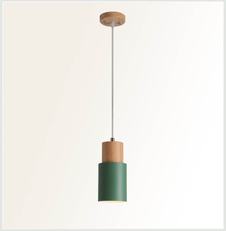 Nordische Holz Zylinder LED 1-flammige Pendelleuchte