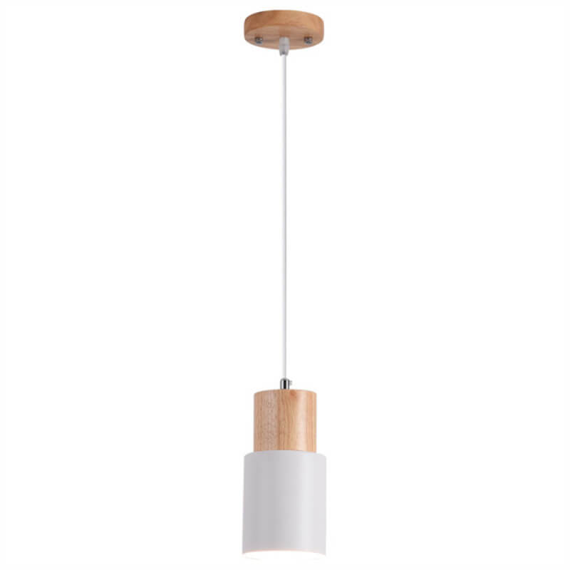 Nordische houten cilinder LED 1-licht hanglamp