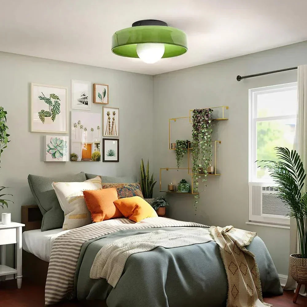 Lampada da parete e soffitto a disco d'oliva in vetro nordico LED 1 luce