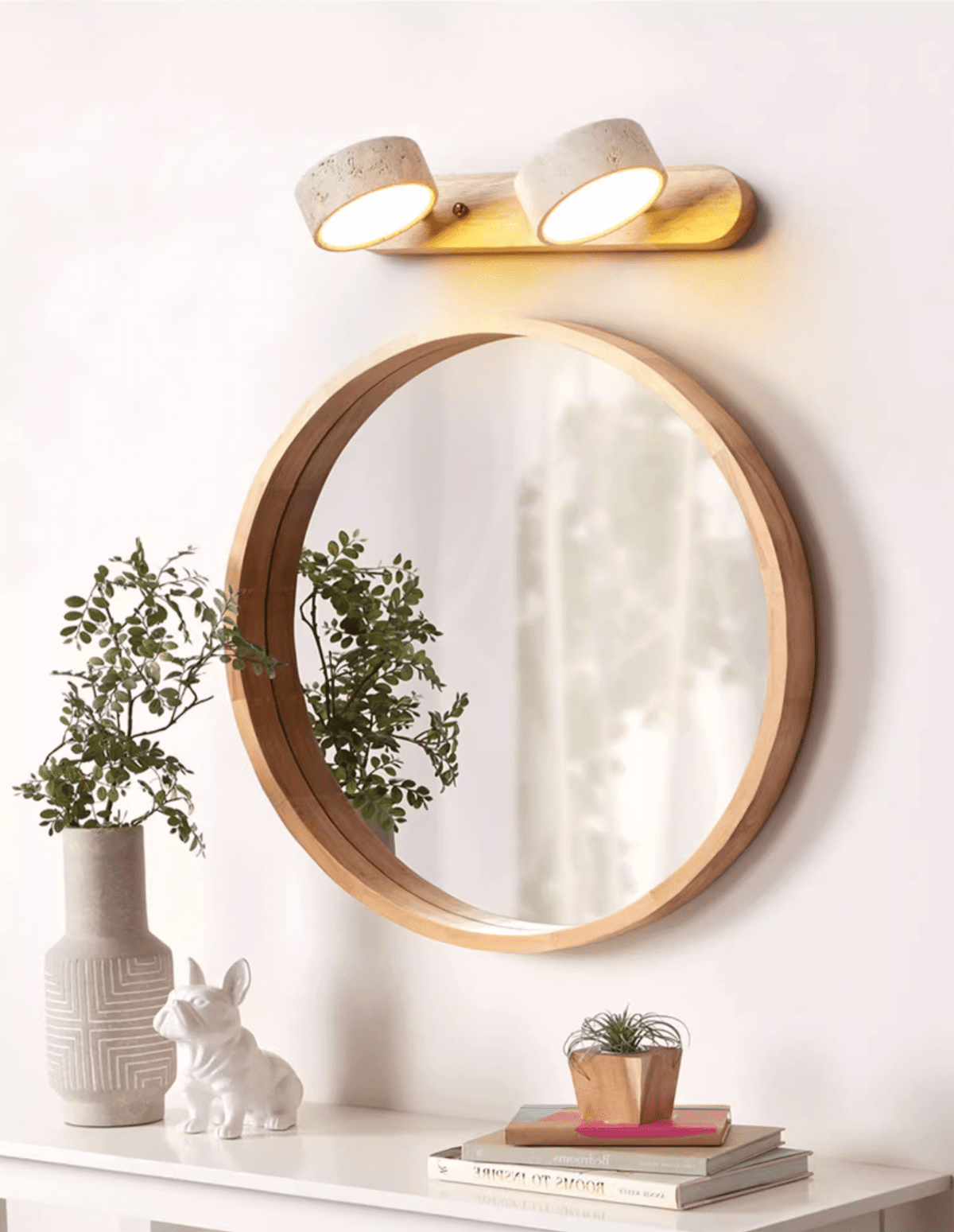Aplique de pared moderno de travertino redondo con LED 1 luz