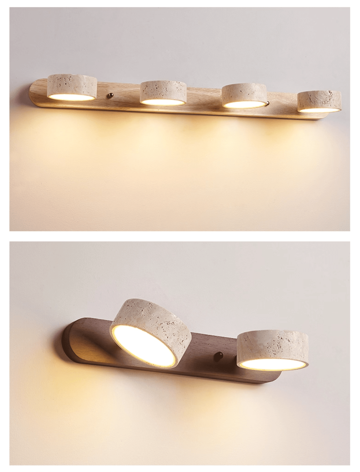 Aplique de pared moderno de travertino redondo con LED 1 luz