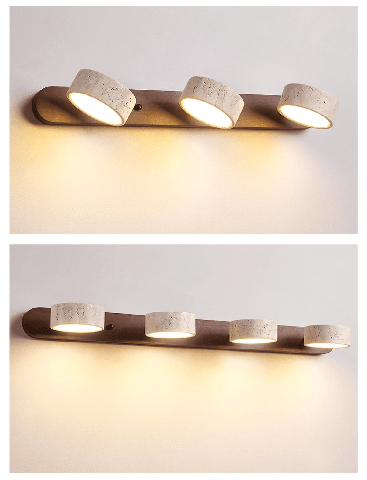Aplique de pared moderno de travertino redondo con LED 1 luz