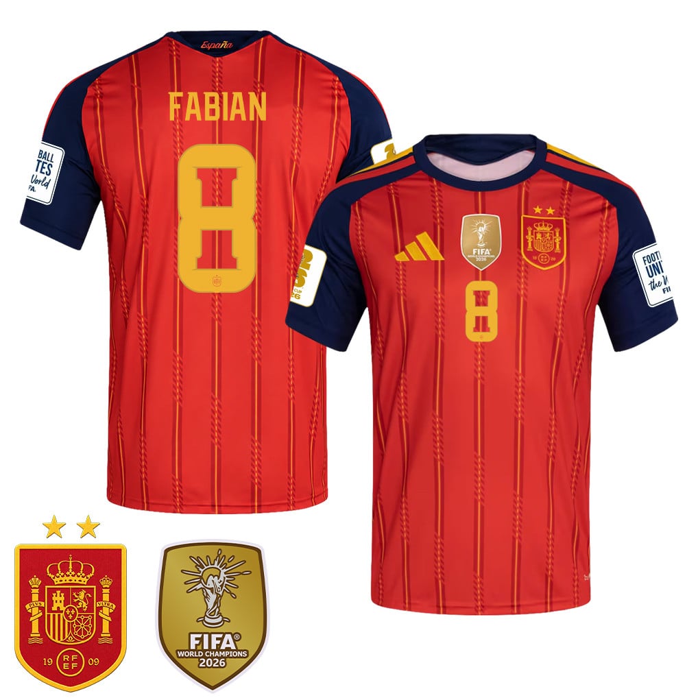 Maglia Home Uomo Spagna Campione del Mondo 2026 Due Stelle – Fabián Ruiz #8