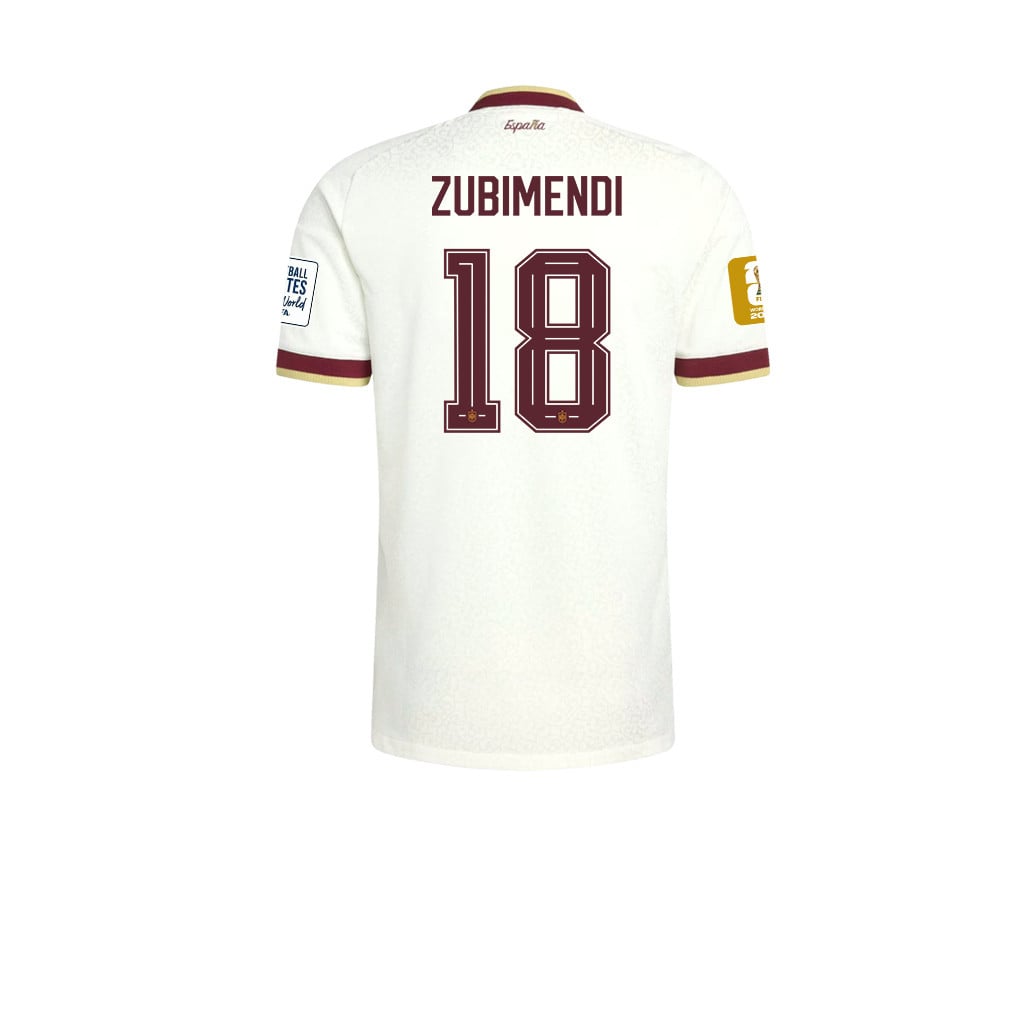 Maglia Trasferta Uomo Campioni del Mondo Due Stelle Spagna 2026 – Martín Zubimendi #18