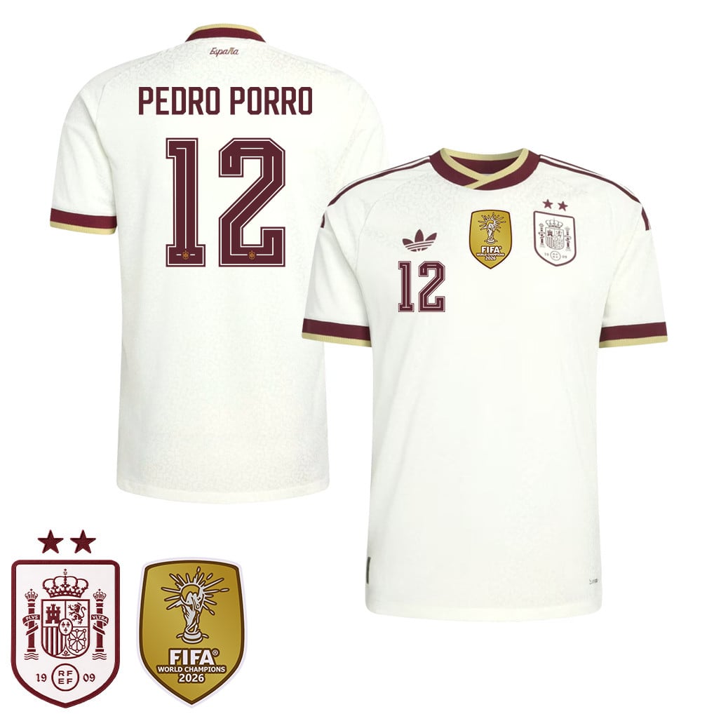 Spain 2026 Two-Star World Cup Champions Men's Away Jersey – Pedro Porro #12