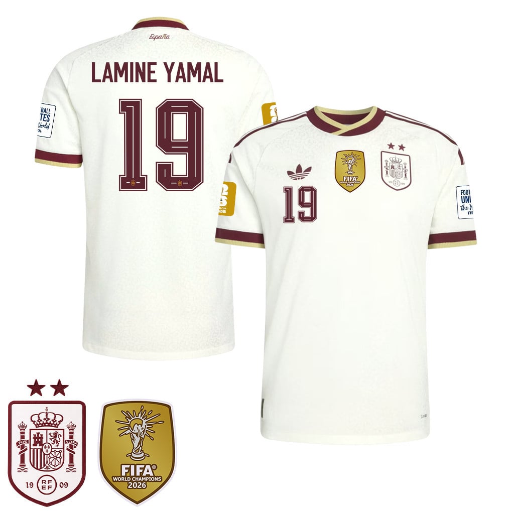 Maglia Trasferta Uomo Campioni del Mondo Due Stelle Spagna 2026 – Lamine Yamal #19