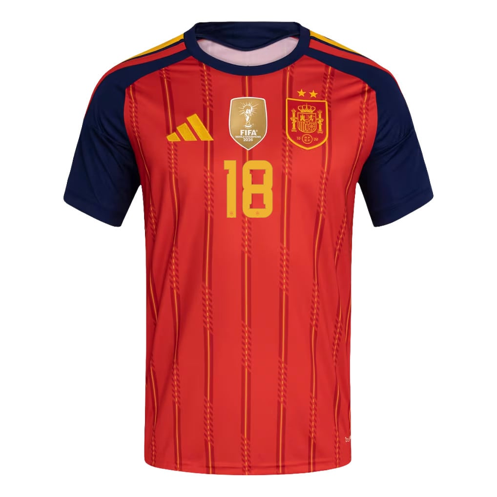 Spain 2026 Two-Star World Cup Champions Kids Home Jersey – Martín Zubimendi #18