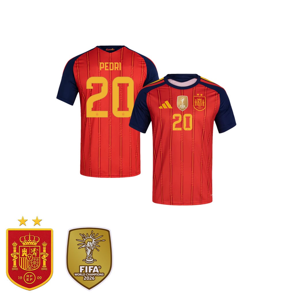Spanien 2026 Zwei-Sterne-Weltmeister Kinder Heimtrikot – Pedri #20