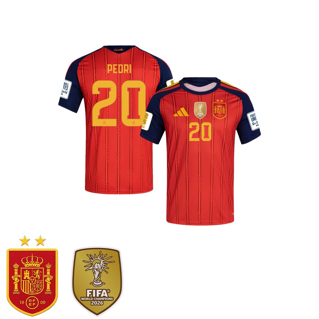 Spanien 2026 Zwei-Sterne-Weltmeister Kinder Heimtrikot – Pedri #20