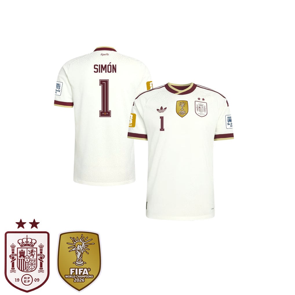 Spanien 2026 Zwei-Sterne-Weltmeister Kinder Auswärtstrikot – Unai Simón #1