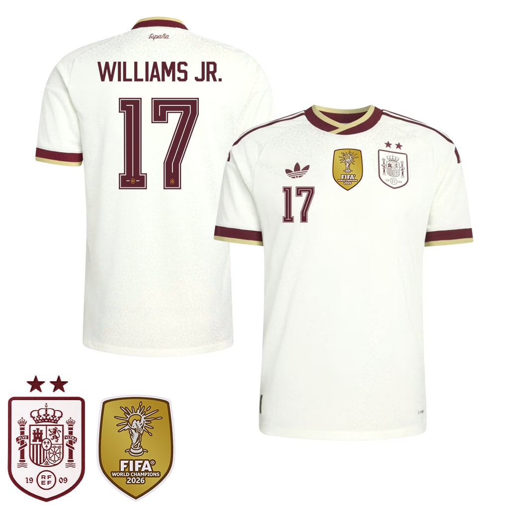 Maglia Away Bambini Campioni del Mondo Due Stelle Spagna 2026 – Nico Williams #17