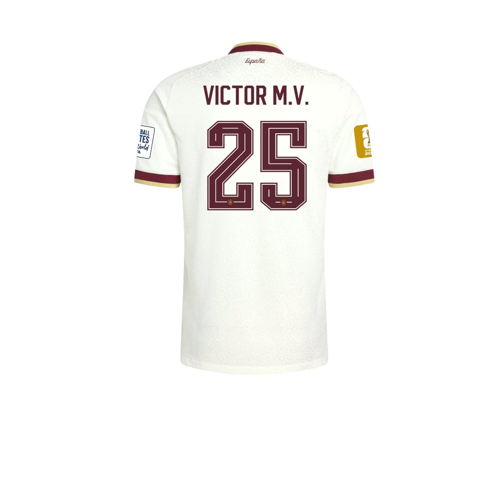Maglia Away Bambini Campioni del Mondo Due Stelle Spagna 2026 – Víctor Muñoz #25