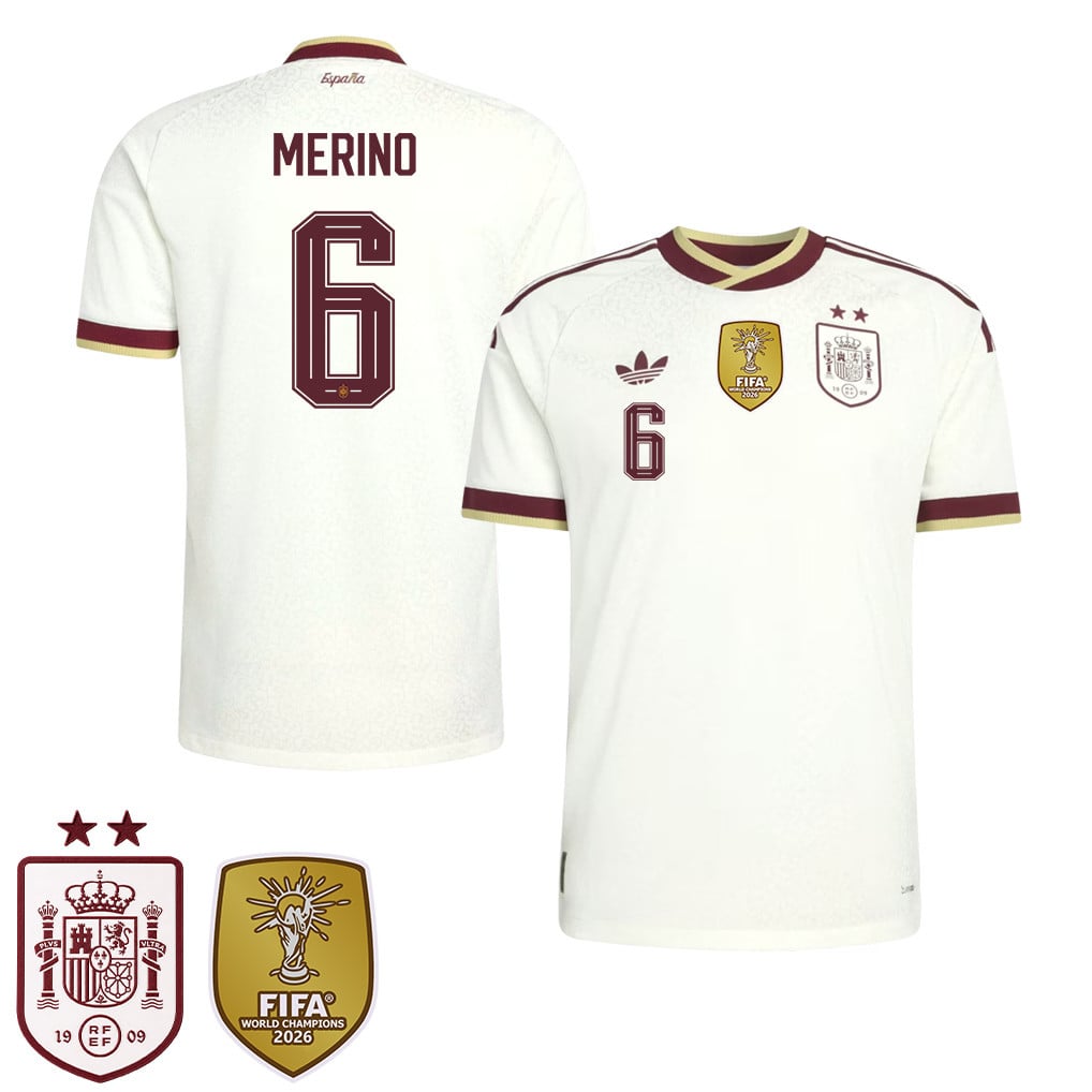 Maglia Away Bambini Campioni del Mondo Due Stelle Spagna 2026 – Mikel Merino #6