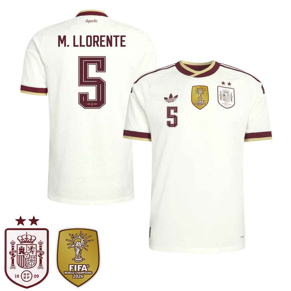 Maglia Away Bambini Campioni del Mondo Due Stelle Spagna 2026 – Marcos Llorente #5