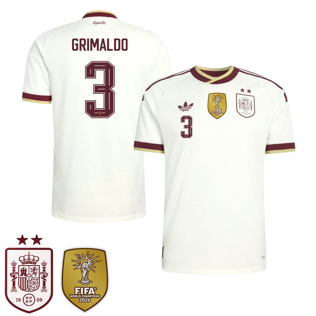 Maglia Away Bambini Campioni del Mondo Due Stelle Spagna 2026 – Álex Grimaldo #3