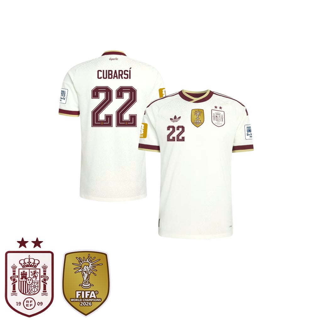 Maglia Away Bambini Campioni del Mondo Due Stelle Spagna 2026 – Pau Cubarsí #22