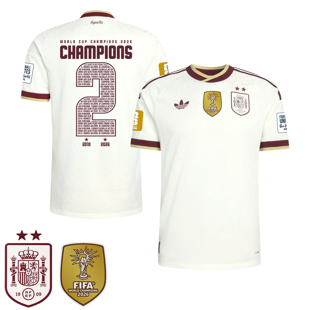 Spanje 2026 Twee-Ster Wereldkampioenen Heren Uitshirt