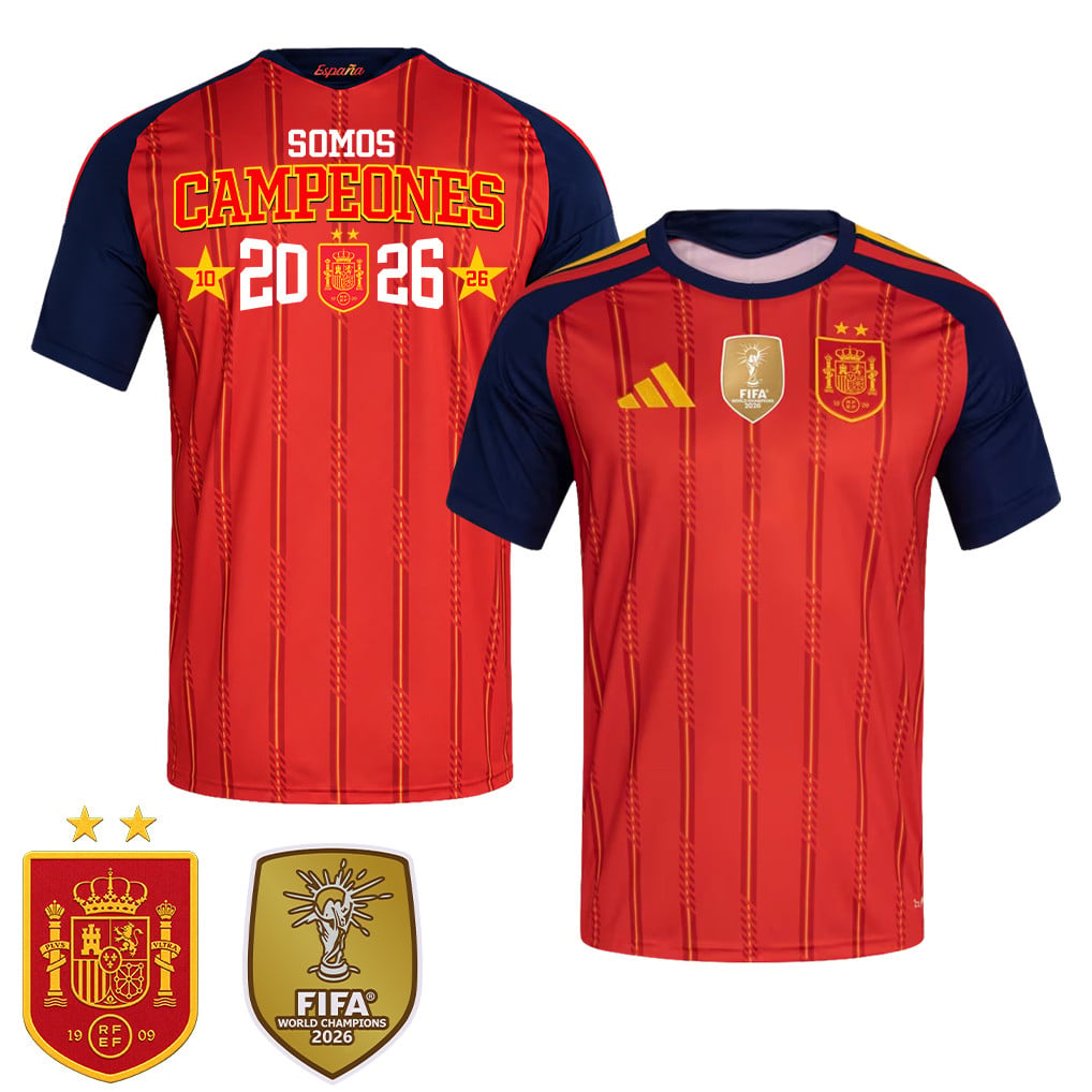 Spanje 2026 Twee-Ster Wij Zijn Kampioenen Heren Thuisshirt