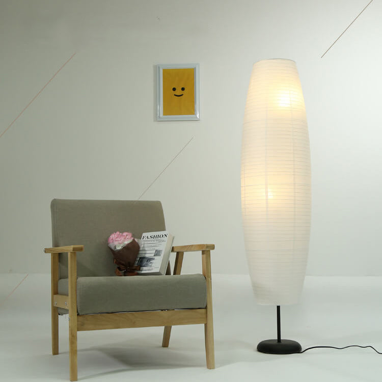 Lámpara de pie de columna de papel de arroz nórdico de 2 luces