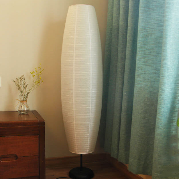 Lámpara de pie de columna de papel de arroz nórdico de 2 luces