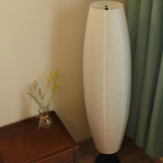 Lámpara de pie de columna de papel de arroz nórdico de 2 luces
