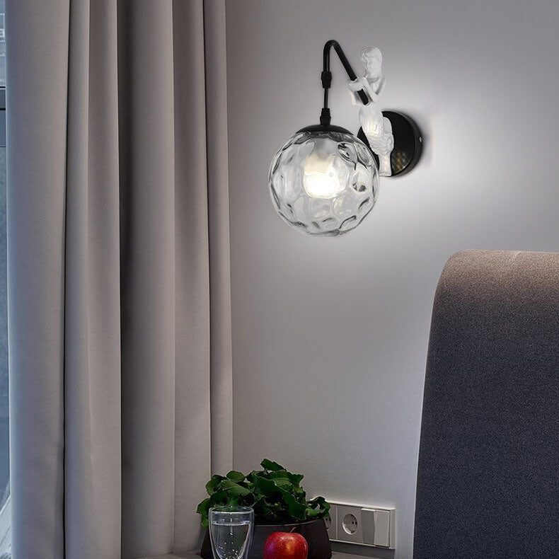 Aplique de pared vintage con globo de vidrio de sirena de 1 luz
