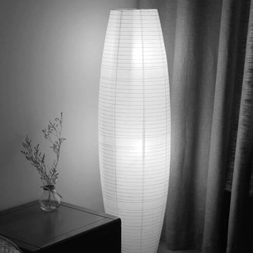Lámpara de pie de columna de papel de arroz nórdico de 2 luces