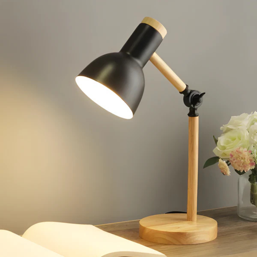 Moderne Holz- und Metall verstellbare LED Tischlampe 1-Flammig